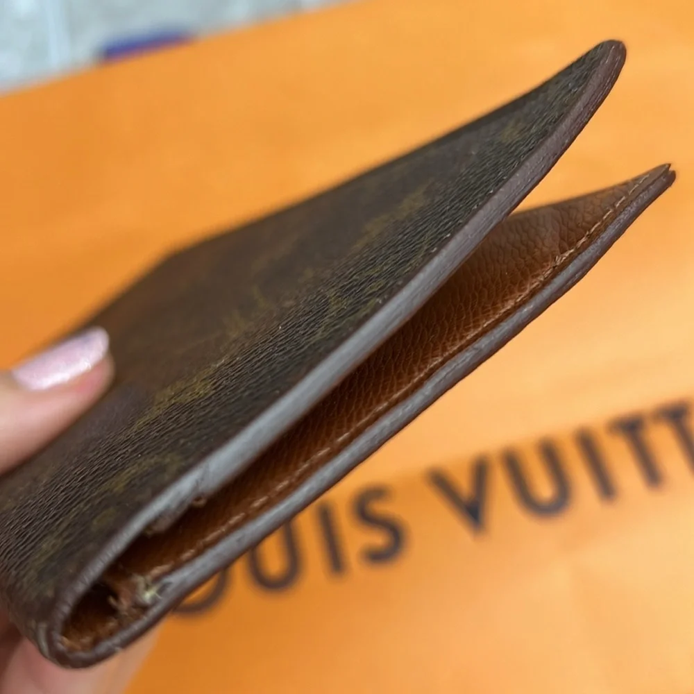 LV Luis Vuitton Brazza Long Wallet Monogram Canvas Men Brown Auth. Vintage
